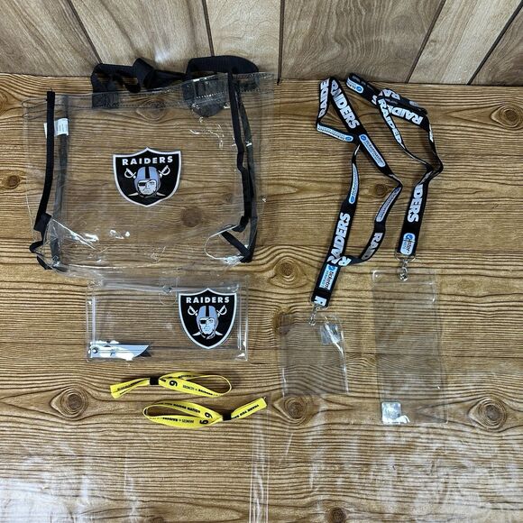NFL Raiders Clear Messenger Tote Bag Two Lanyards And Two Wristbands NFL Lot - Picture 1 of 16